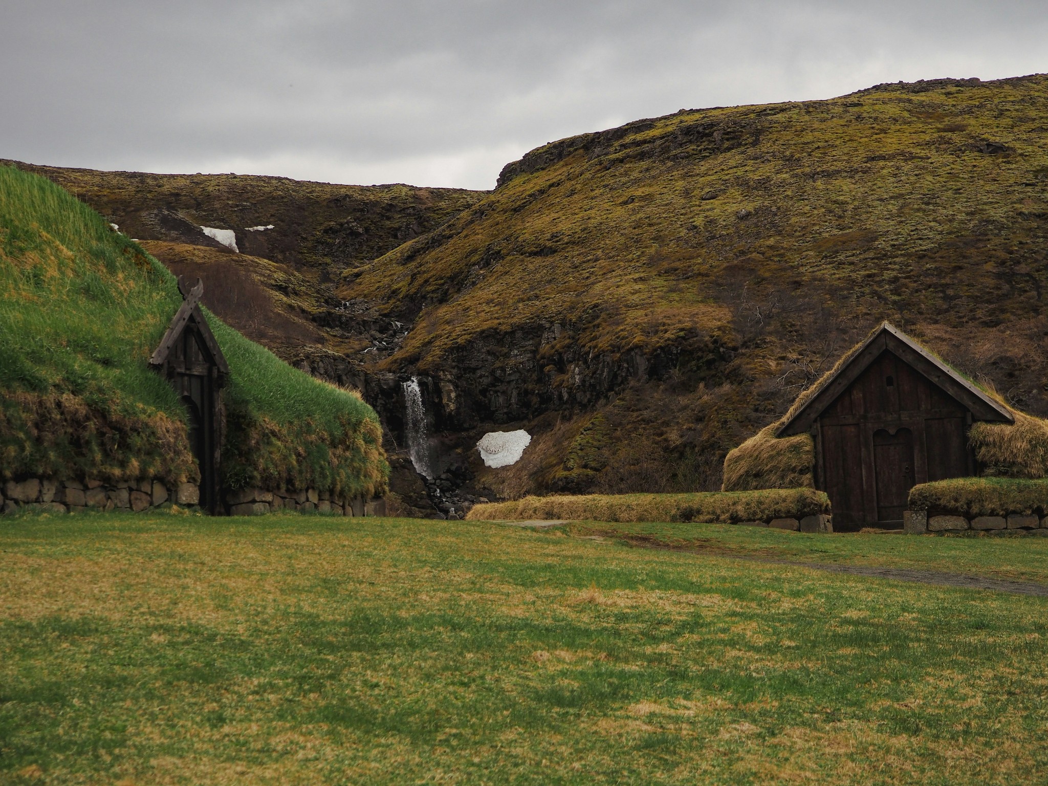 Reconstructed Viking longhouse at Commonwealth Farm in Iceland.