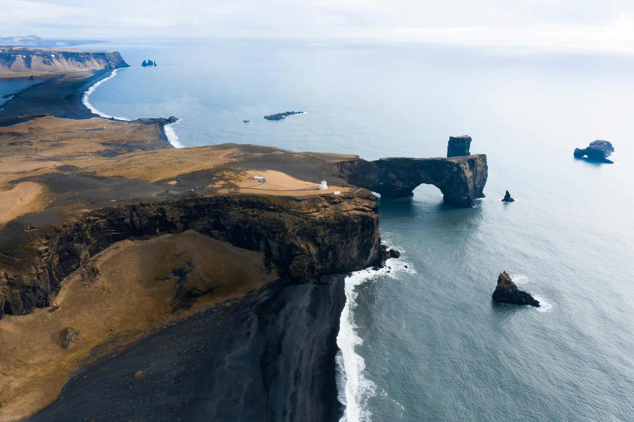 Aerial view of Dyrhólaey promontory in South Iceland.