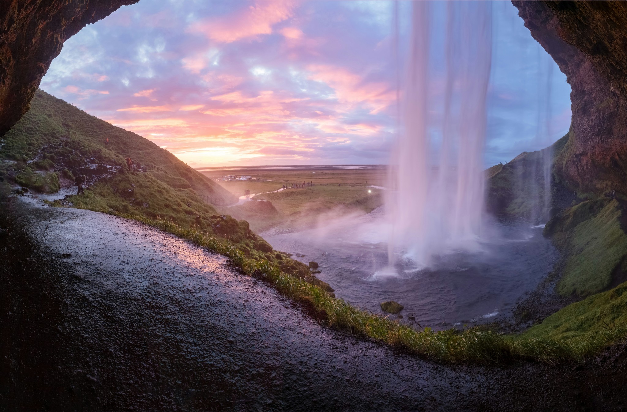 Trail behind Seljalandsfoss Waterfall in Iceland.